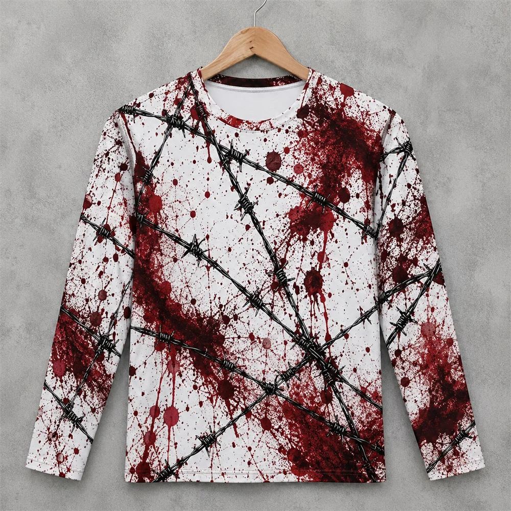 3D Print Horror Red Blood Stai - Mens Fashion Summer 评论和价格