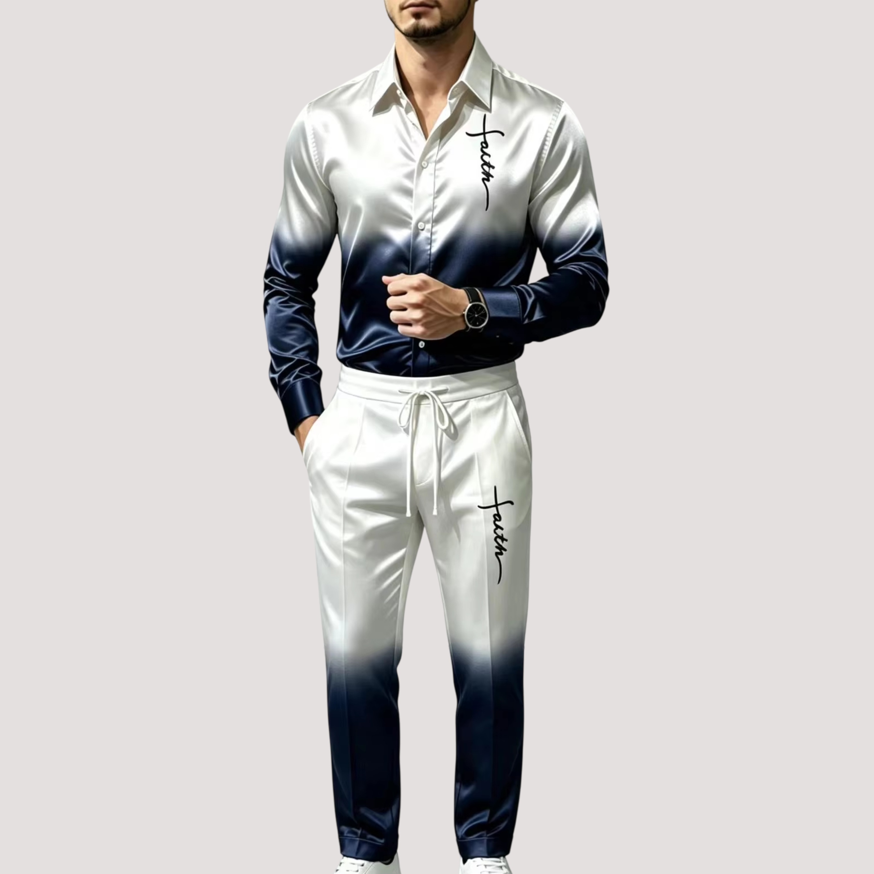 Men's Satin Silk Sports Suit T - Mens Fashion Clothes 评论和价格